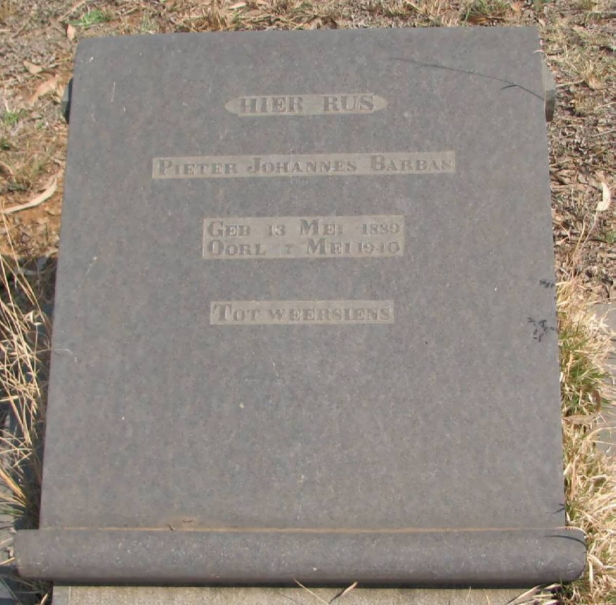 BARBAS Pieter Johannes 1889-1940