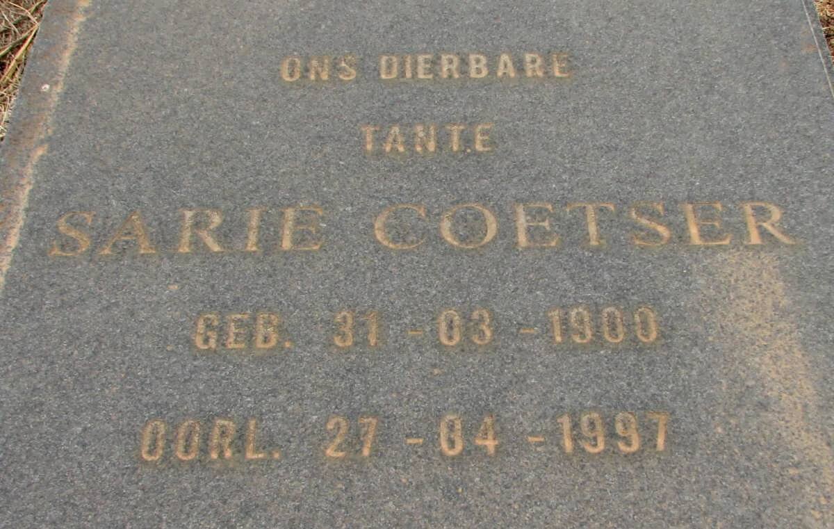 COETSER Sarie 1900-1997