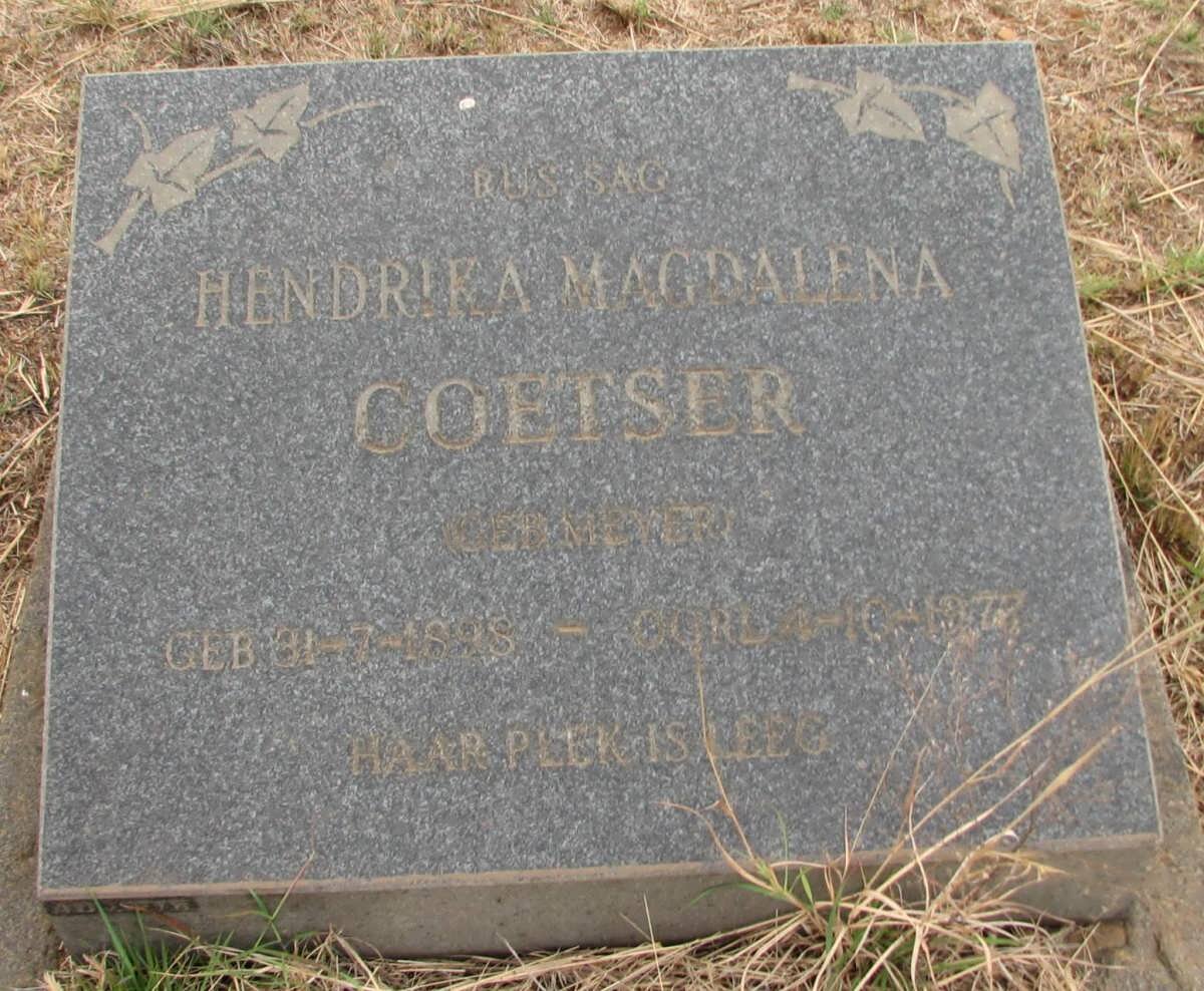 COETSER Hendrika Magdalena nee MEYER 1898-1978