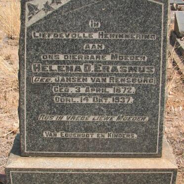 ERASMUS Helena D. nee JANSEN VAN RENSBURG 1872-1937