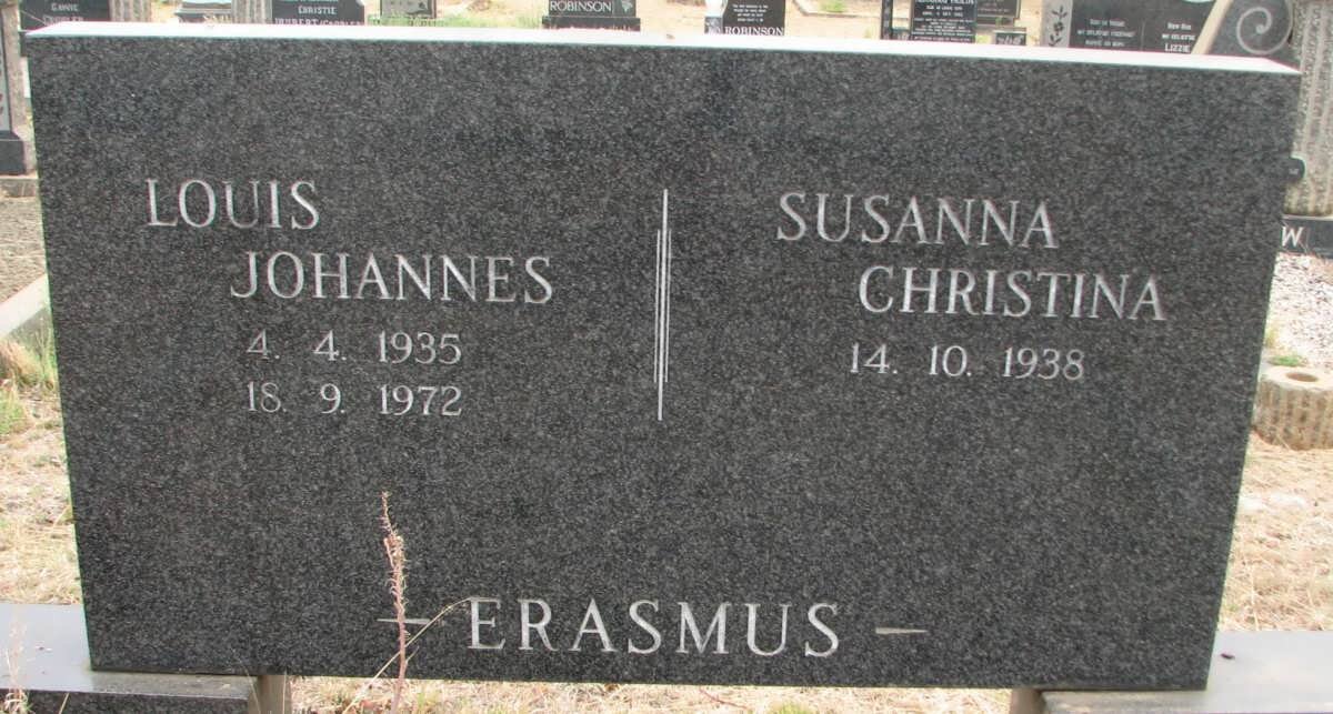 ERASMUS Louis Johannes 1935-1972 &amp; Susanna Christina 1938-