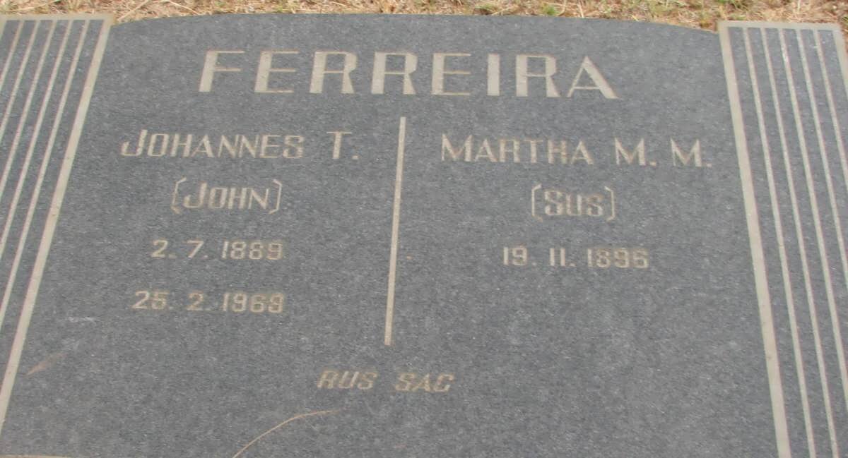 FERREIRA Johannes T. 1889-1969 &amp; Martha M.M. 1896-