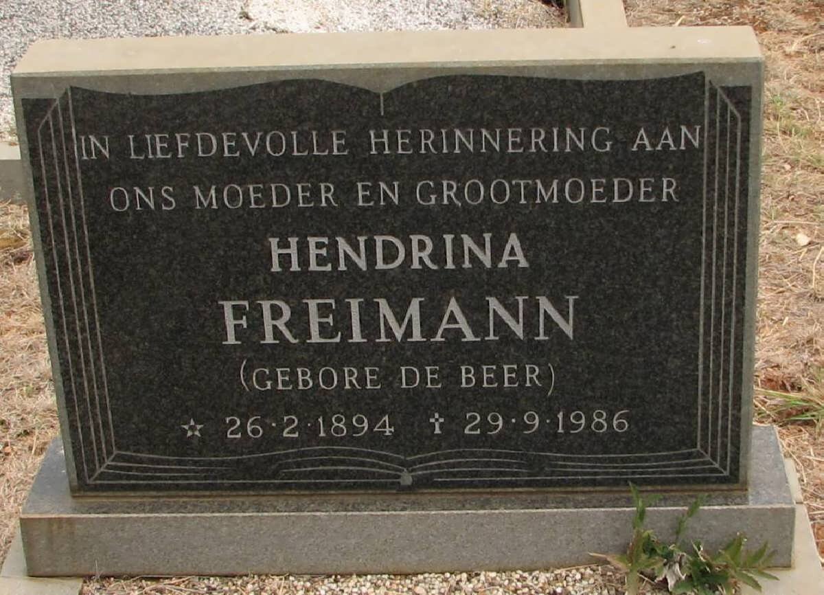 FREIMANN Hendrina nee DE BEER 1894-1986