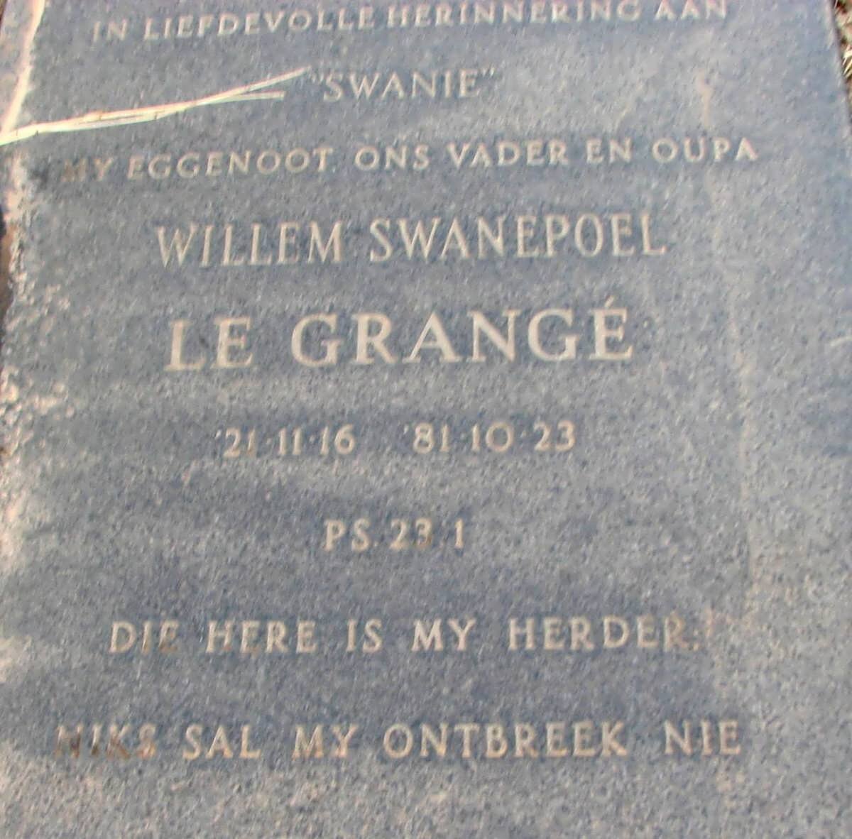 GRANGE Willem Swanepoel, le 1921-1981