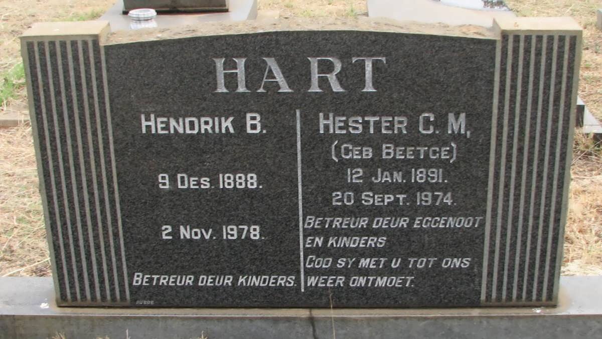 HART Hendrik B. 1888-1978 &amp; Hester C.M. BEETGE 1891-1974