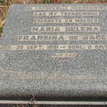 JAGER Maria Helena Fransina, de 1881-1947