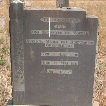 KOEKEMOER Susanna Magdalena nee KRUGER 1906-1947