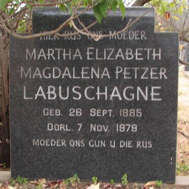LABUSCHAGNE Martha Elizabeth Magdalena nee PETZER 1885-1978