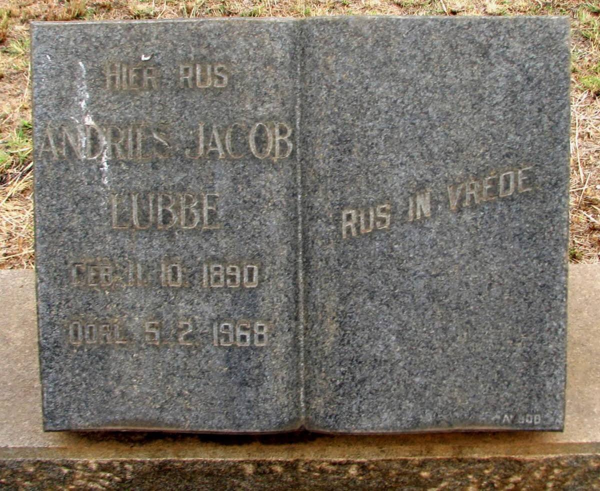 LUBBE Andries Jacob 1890-1968