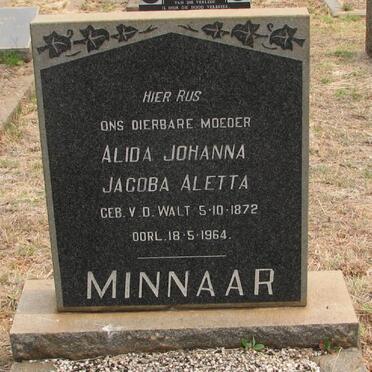 MINNAAR Alida Johanna Jacoba Aletta nee V.D.WALT 1872-1964