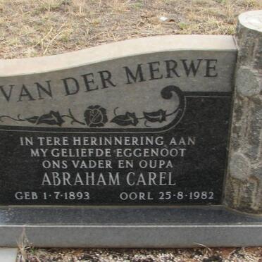 MERWE Abraham Carel, van der 1893-1982