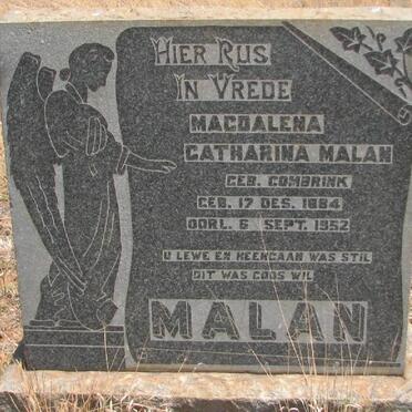 MALAN Magdalena Catharina nee COMBRINK 1884-1952