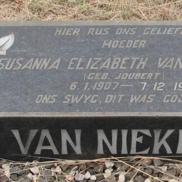 NIEKERK Susanna Elizabeth, van nee JOUBERT 1907-1977