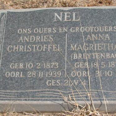 NEL Andries Christoffel 1873-1939 &amp; Anna Magrietha BREYTENBACH 1875-1919