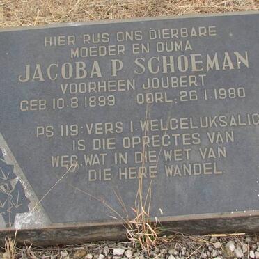 SCHOEMAN Jacoba P. voorheen JOUBERT 1899-1980
