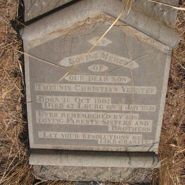 VERSTER Theunis Christiaan 1907-1931