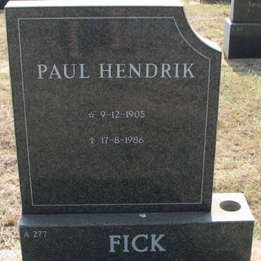 FICK Paul Hendrik 1905-1986
