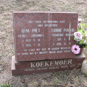 KOEKEMOER Petrus Johannes 1920-1996 &amp; Francina Maria 1919-1996