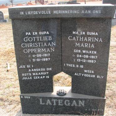 LATEGAN Gottlieb Christiaan Opperman 1917-1997 &amp; Catharina Maria WILKEN 1917-1987