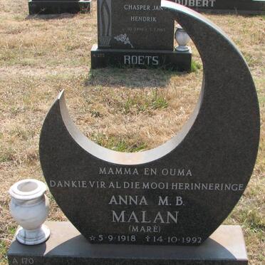 MALAN Anna M.B. nee MARÉ 1918-1992