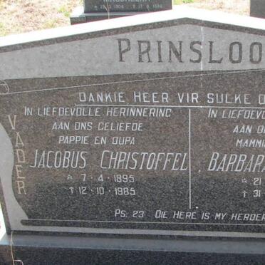PRINSLOO Jacobus Christoffel 1895-1986 &amp; Barbara Catherina 1904-1992