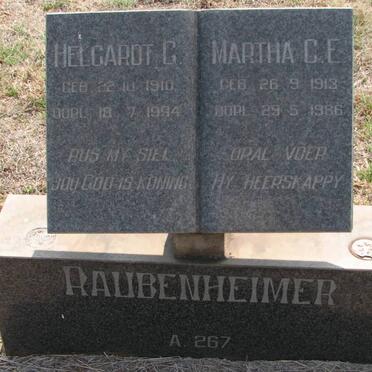 RAUBENHEIMER Helgardt G. 1910-1994 &amp; Martha C.E. 1913-1986