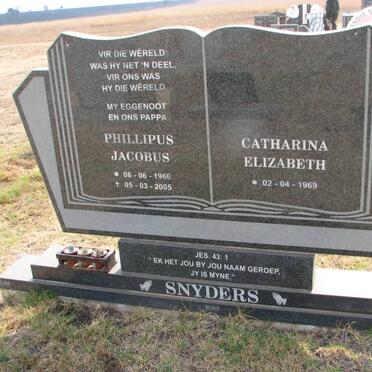 SNYDERS Phillipus Jacobus 1966-2005 &amp; Catharina Elizabeth 1969-
