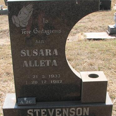 STEVENSON Susara Alleta 1933-1982