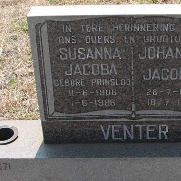 VENTER Johannes Jacobus 1907-1986 &amp; Susanna Jacoba PRINSLOO 1906-1986