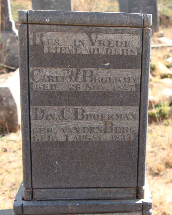 BROEKMAN Carel W. 1827- &amp; Dina C. VAN DEN BERG 1833-