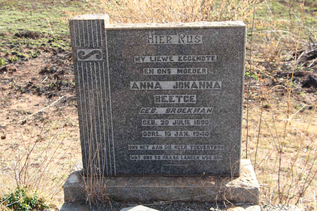 BEETGE Anna Johanna nee BROEKMAN 1890-1940