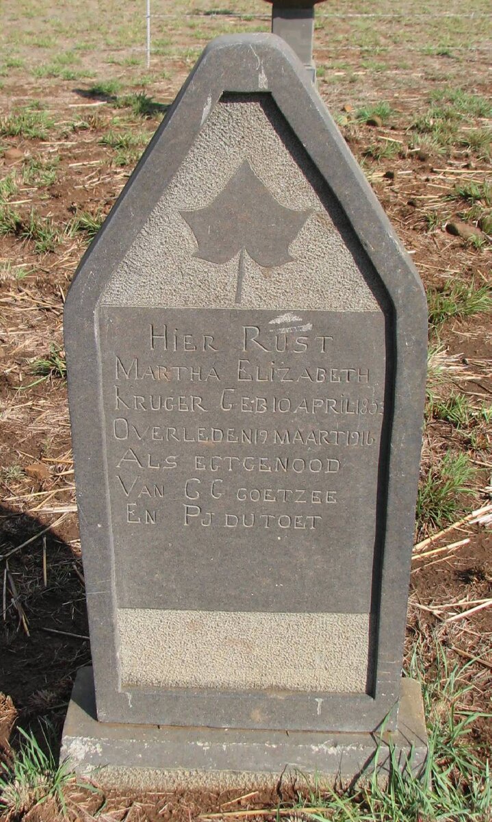 TOIT Martha Elizabeth, du previously COETZEE nee KRUGER 1853-1916