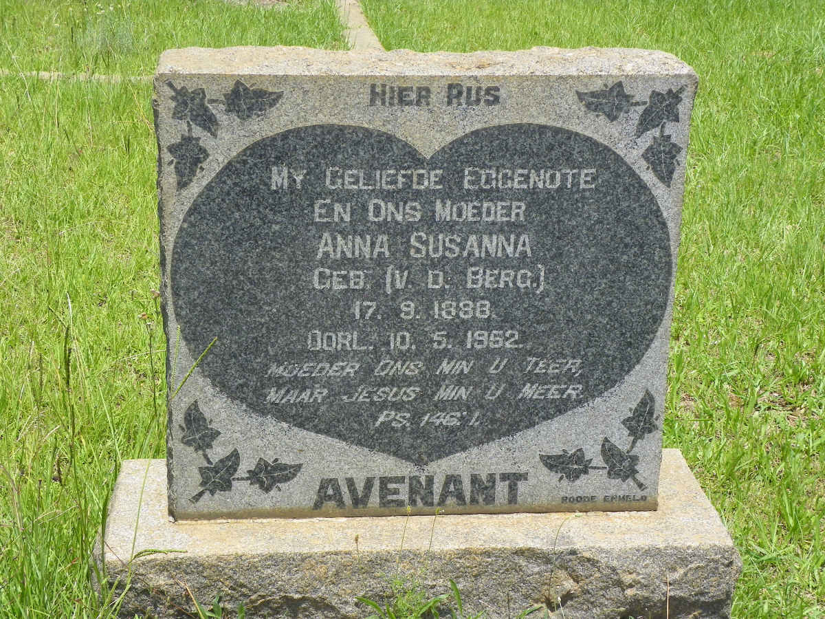 AVENANT Anna Susanna nee V.D. BERG 1888-1952