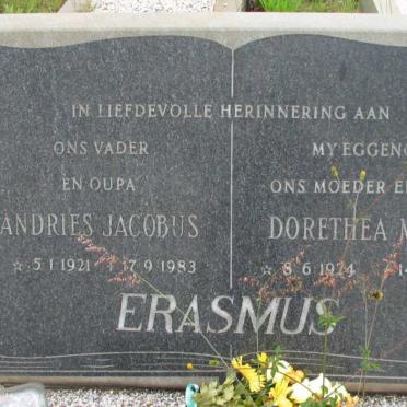 ERASMUS Andries Jacobus 1921-1983 &amp; Dorethea Maria 1924-1982