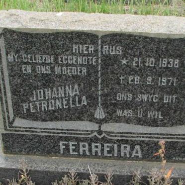 FERREIRA Johanna Petronella 1938-1971