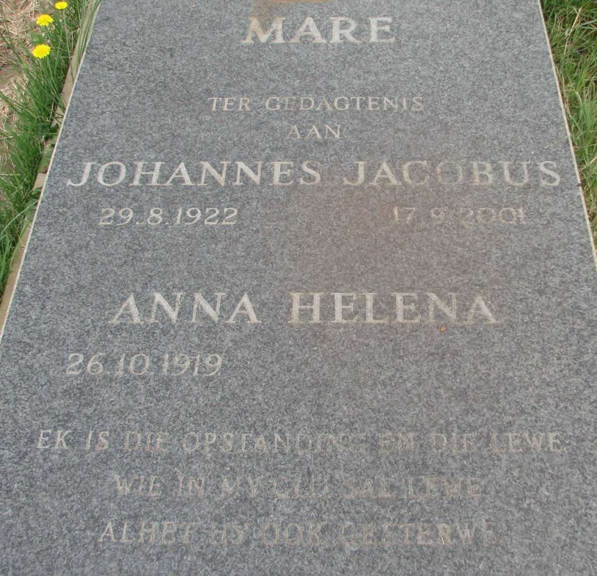 MARÉ Johannes Jacobus 1922-2001 &amp; Anna Helena 1919-
