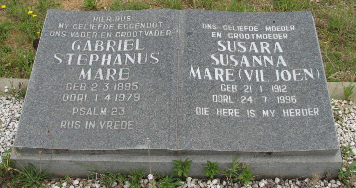 MARÉ Gabriel Stephanus 1895-1979 &amp; Susara Susanna VILJOEN 1912-1996