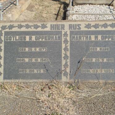 OPPERMAN Gotlieb R. 1873-1942 &amp; Martha M. MARE 1881-1953