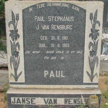 RENSBURG Paul Stephanus, Janse van 1910-1963