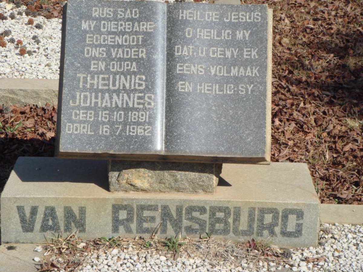 RENSBURG Theunis Johannes, van 1891-1962