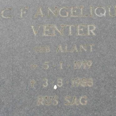 VENTER C.F. Angelique nee ALANT 1919-1988