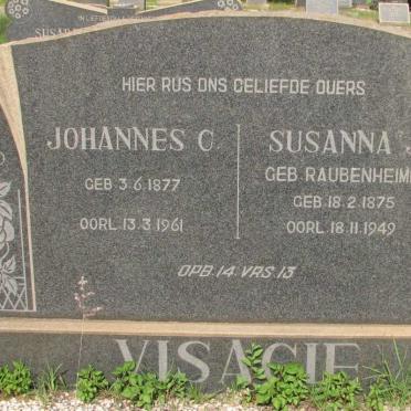 VISAGIE Johannes C. 1877-1961 &amp; Susana J. RAUBENHEIMER 1875-1949