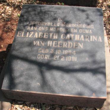 HEERDEN Elizabeth Catharina, van 1894-1981