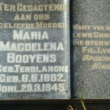 BOOYENS Maria Magdalena nee TERBLANCHE 1882-1945
