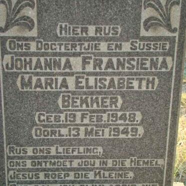 BEKKER Johanna Fransiena Maria Elizabeth 1948-1949