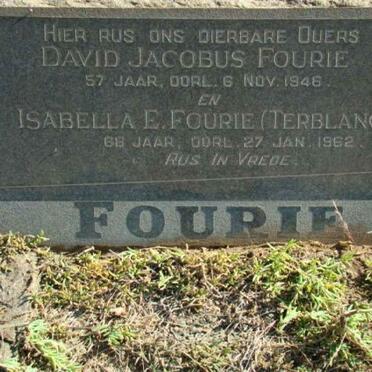 FOURIE David Jacobus -1946 &amp; Isabella E. TERBLANCHE -1962