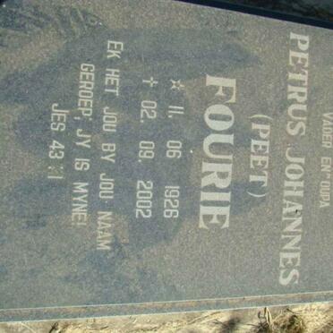 FOURIE Petrus Johannes 1926-2002