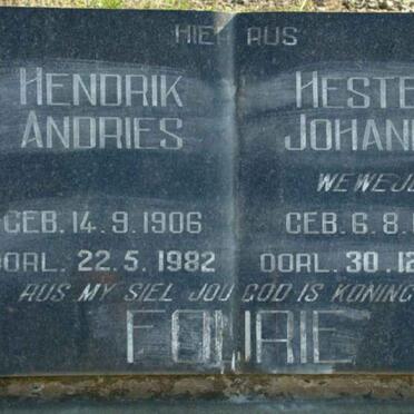 FOURIE Hendrik Andries 1906-1982 &amp; Hester Johanna WEWEJE 1914-1994