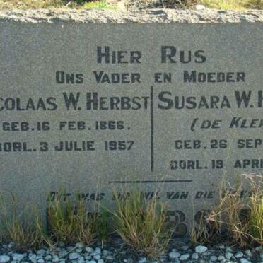 HERBST Nicolaas W. 1866-1957 &amp; Susara W. DE KLERK 1869-1940