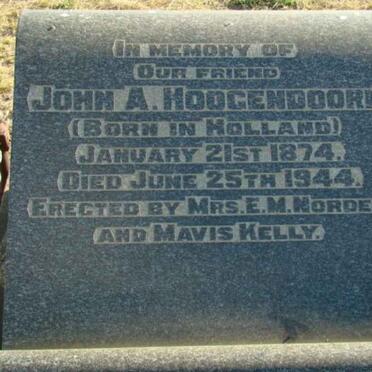 HOOGENDOORN John A. 1874-1944